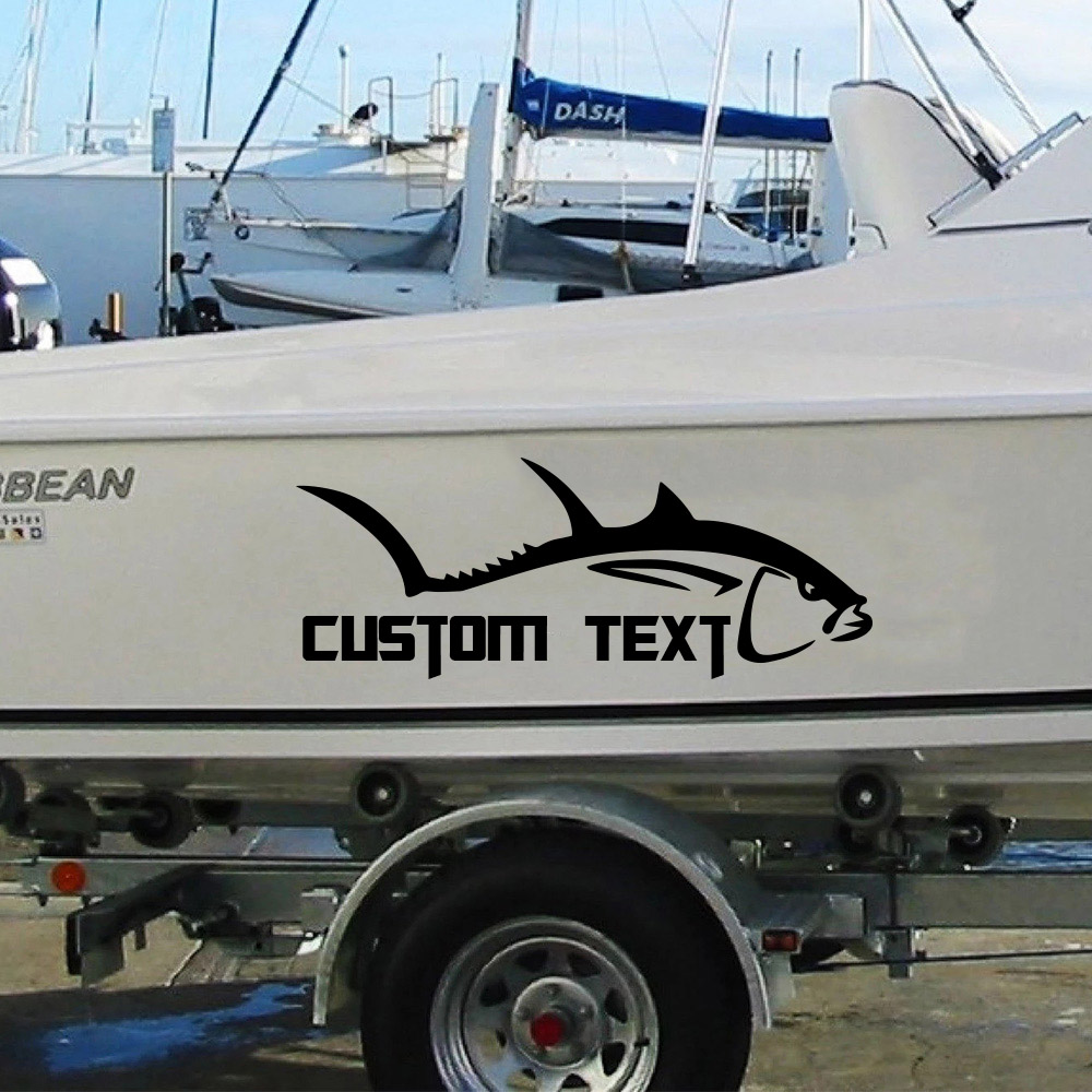 Car Accessories Ebay - 1PC น่ารัก Sea Bass ที่กําหนดเองชื่อสติกเกอร์สําหรับรถเรือเรือตกแต่งไวนิล Decal