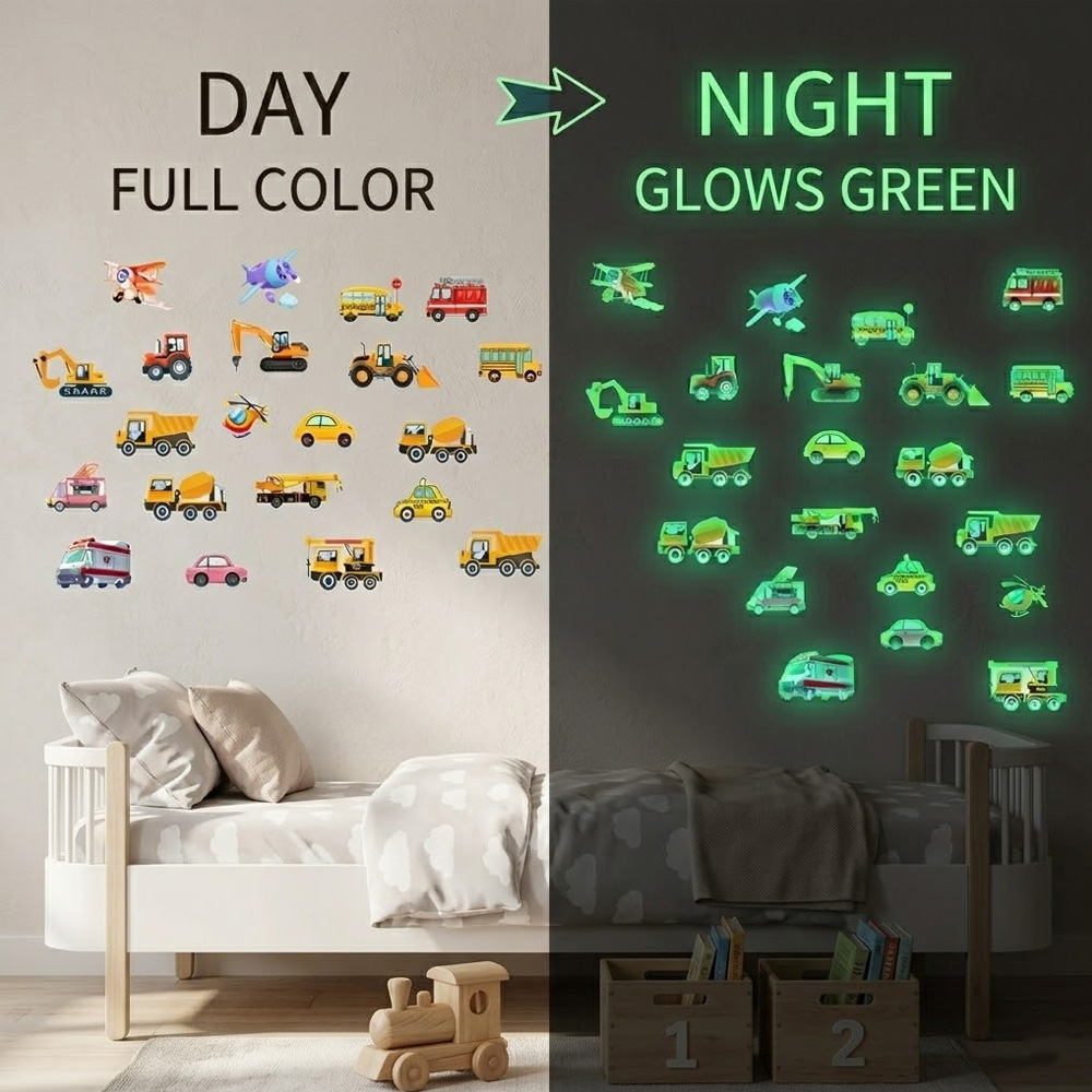 Car Accessories Ebay - สติกเกอร์ติดผนังรถยนต์เรืองแสง ชุด 21 ชิ้น สีคู่กลางวันกลางคืน เรืองแสงในที่มืด