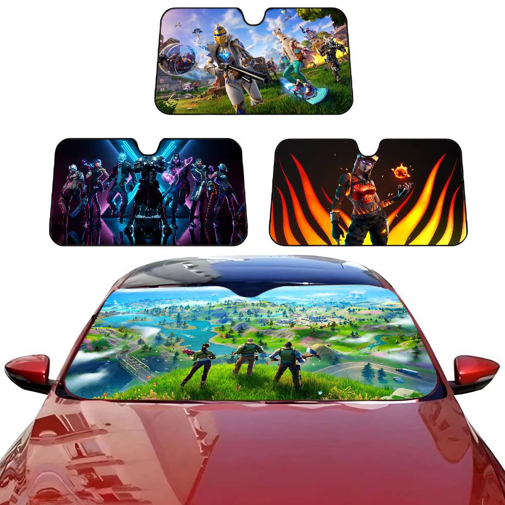 Car Accessories Rear - การ์ตูนเกม F-FortniteS ที่บังแดดหน้าต่างรถยนต์ กระจกบังลม ป้องกันรังสียูวี ฝาครอบบังลมด้านหน้าด้านหลัง